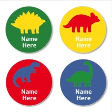 Dino Silhouette Round Name Label